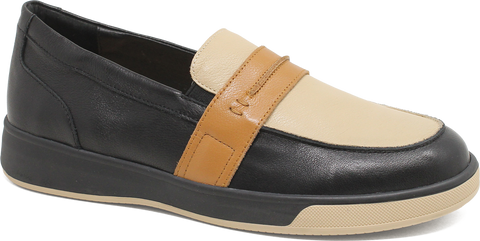 Quarter turn view Women's Ziera Footwear style name Aindrea Xf in color BLK CAM MU. Sku: ZR11106C7GLE
