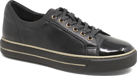 Quarter turn view Women's Ziera Footwear style name Koma W in color BLACK PAT. Sku: ZR11114BLAS5