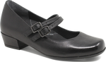 Quarter turn view Women's Ziera Footwear style name Qevra W in color BLACK LTHR. Sku: ZR11178BLALE
