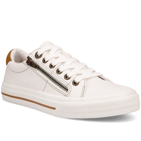 Quarter turn Women's TAOS Footwear style name Z Soul in color White Golden Tan. Sku: ZSL-13672WTGT